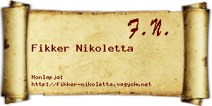 Fikker Nikoletta névjegykártya